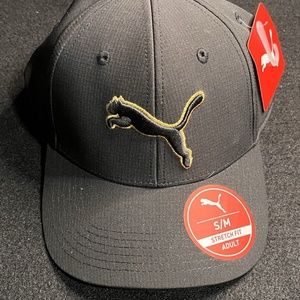 Puma Stretch Fit Black/Gold SM/MED Hat